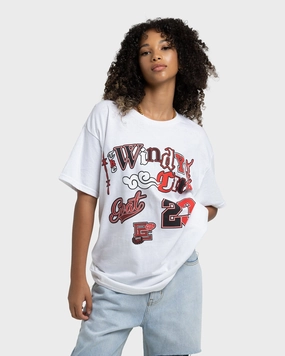 Ribbed Neckline Formal Occasion Goat Crew Windy City T-Shirt White