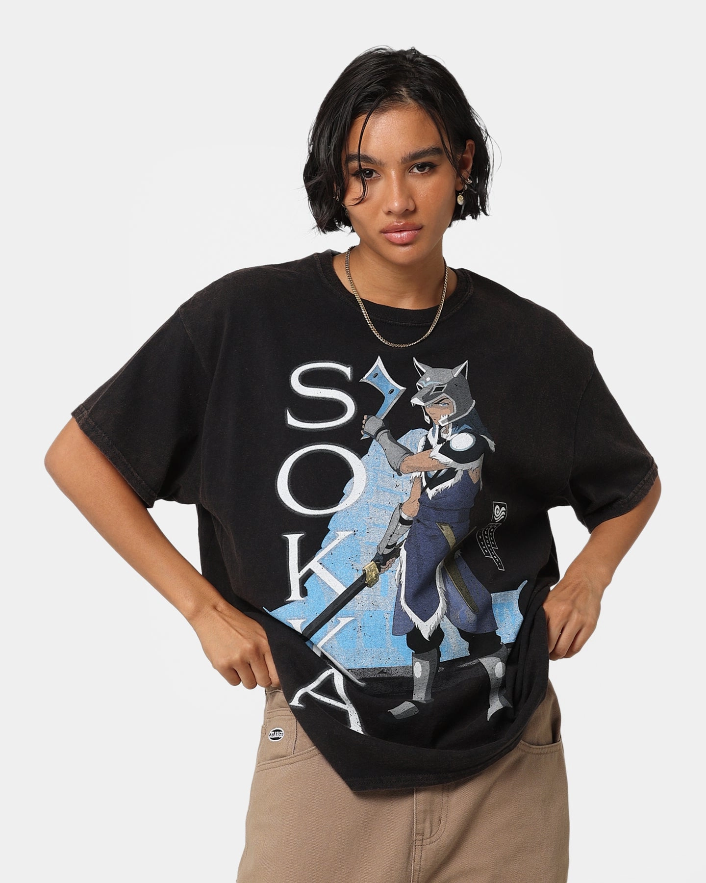 Rayon blend MultiPly Fabric Goat Crew X Avatar: The Last Airbender Sokka Vintage T-Shirt Black Wash