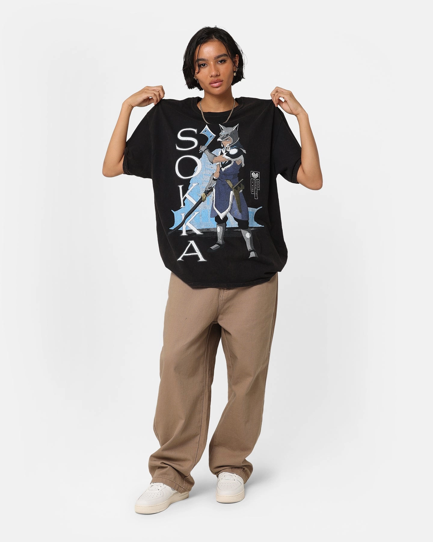 Breathable mesh panel Laser Cut Edges Goat Crew X Avatar: The Last Airbender Sokka Vintage T-Shirt Black Wash