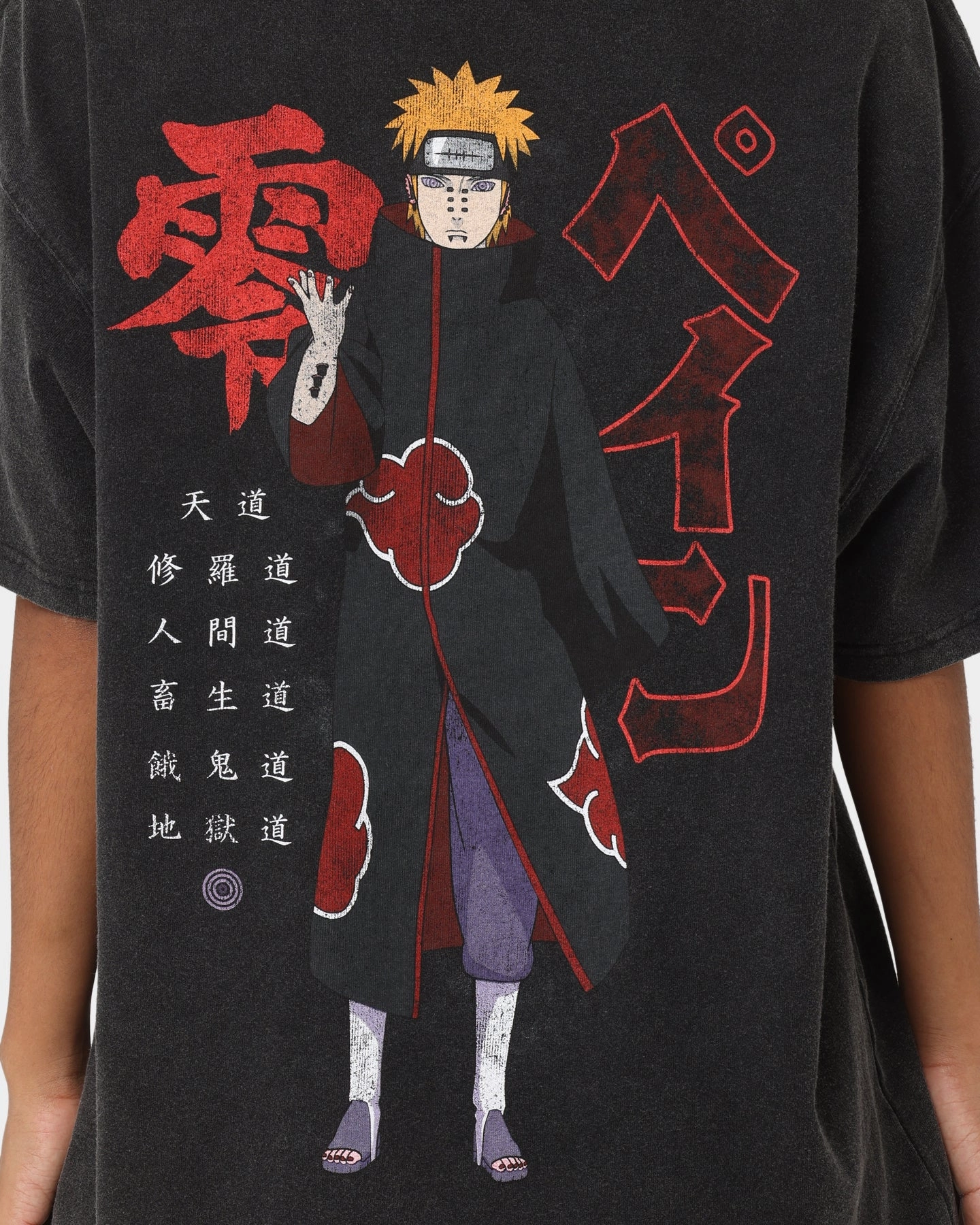 Goat Crew X Naruto Pain Heavyweight Vintage T-Shirt Vintage Black Boat neck style