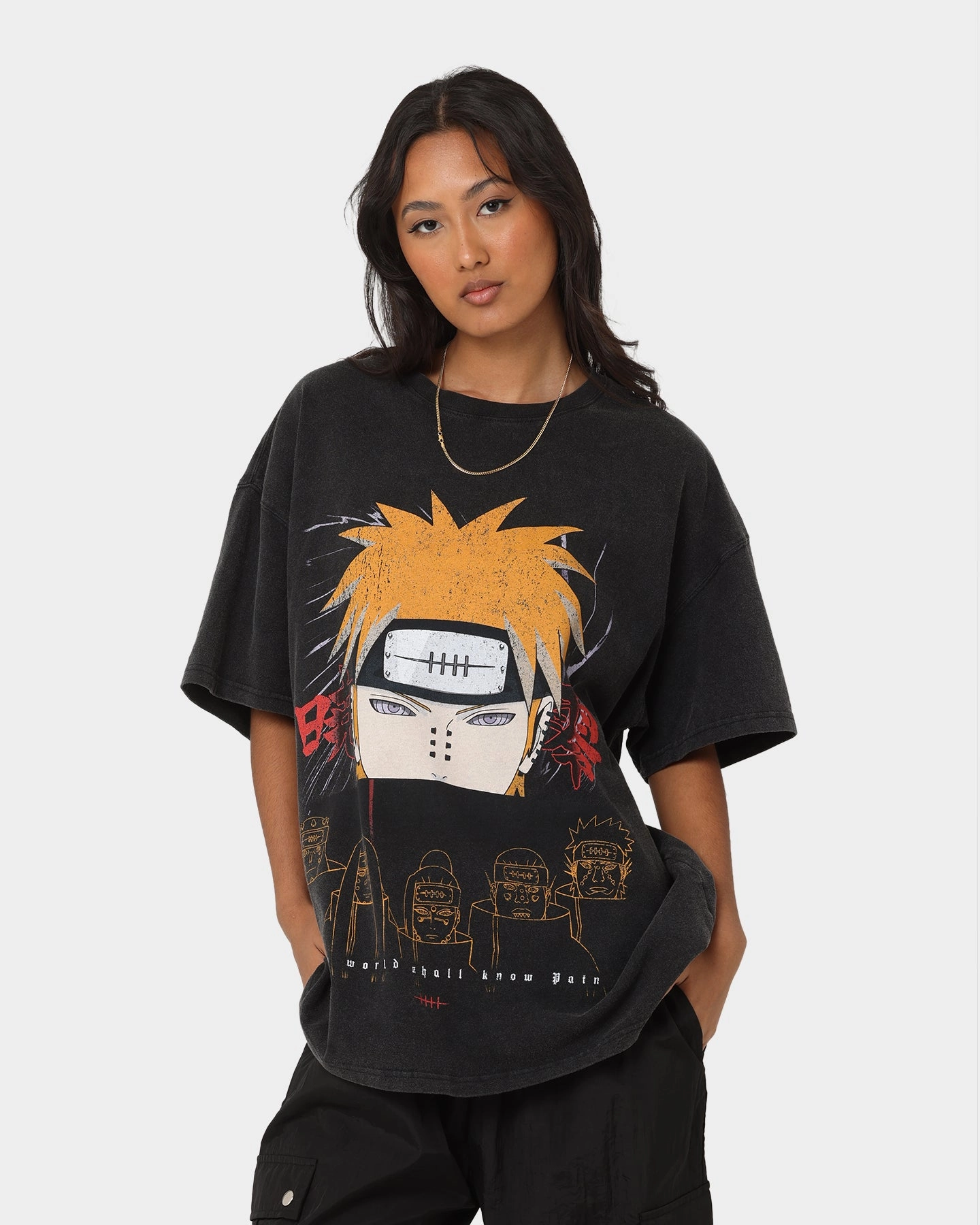 Goat Crew X Naruto Pain Heavyweight Vintage T-Shirt Vintage Black Relaxed Comfort Fit