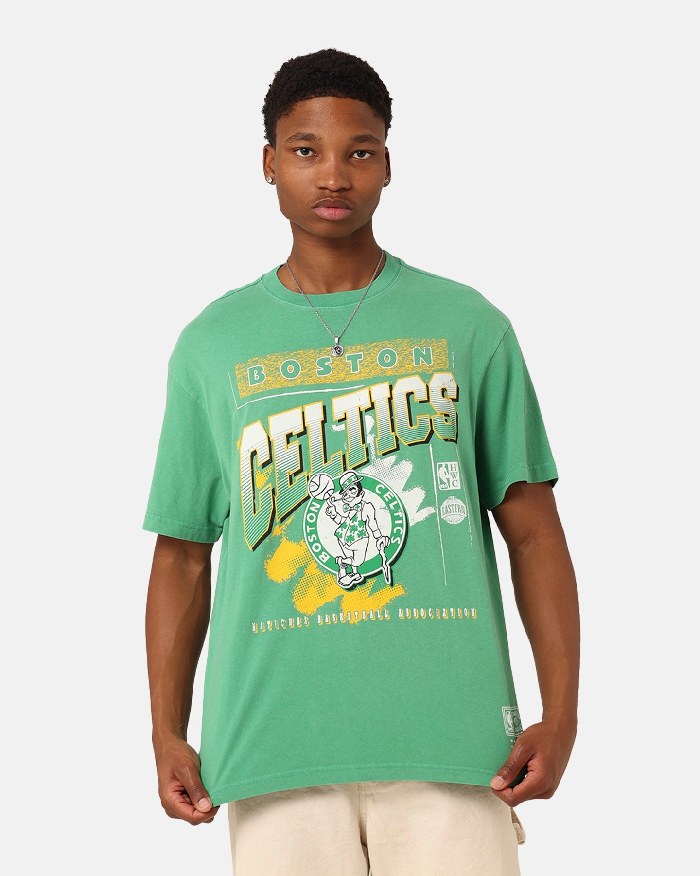 Mitchell & Ness Boston Celtics Brush Off 2.0 T-Shirt Vintage White Fur combination Comfort First