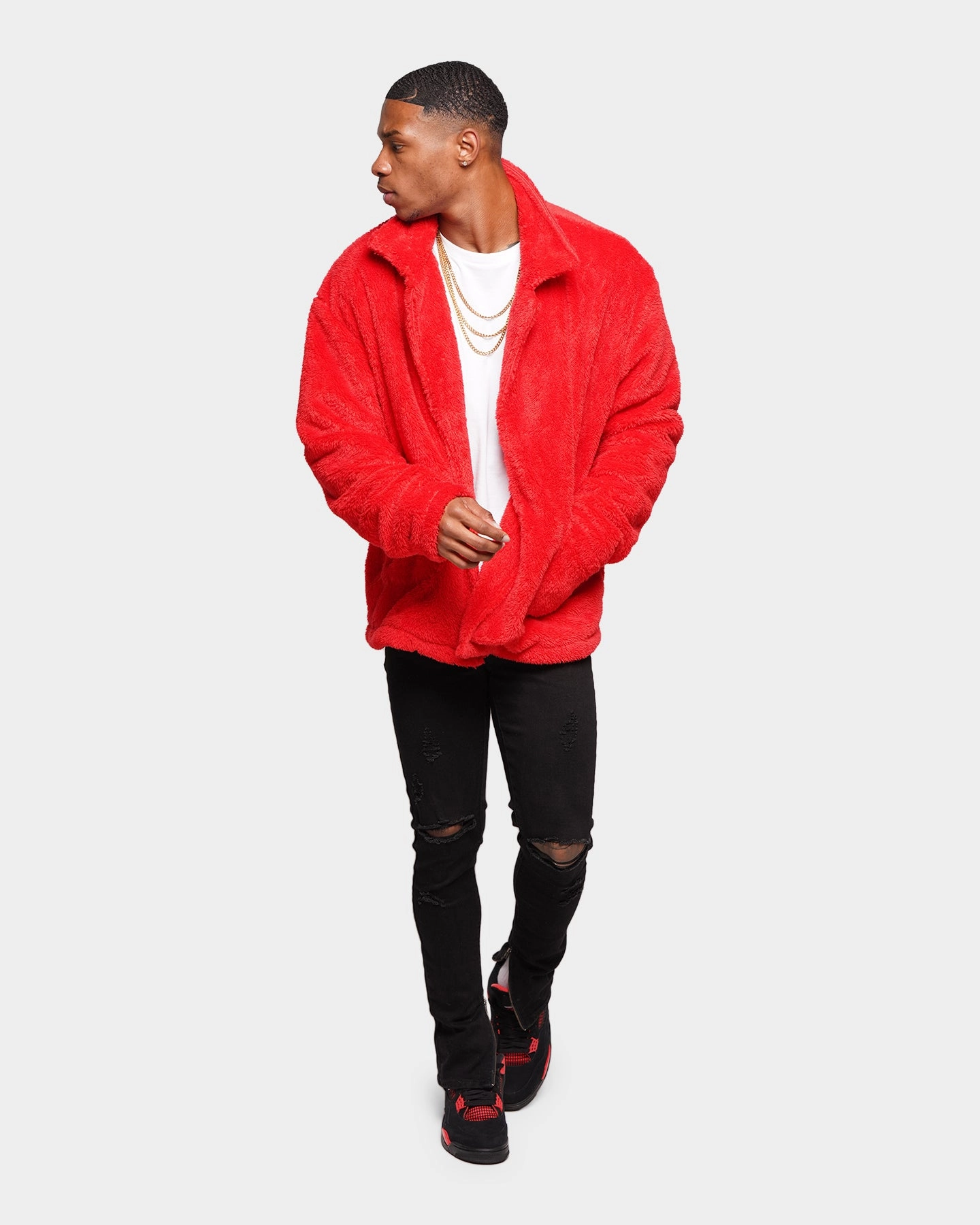 File XXIII Talha Red Fur Jacket Red