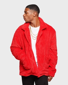 XXIII Talha Red Fur Jacket Red Advertise Motivate