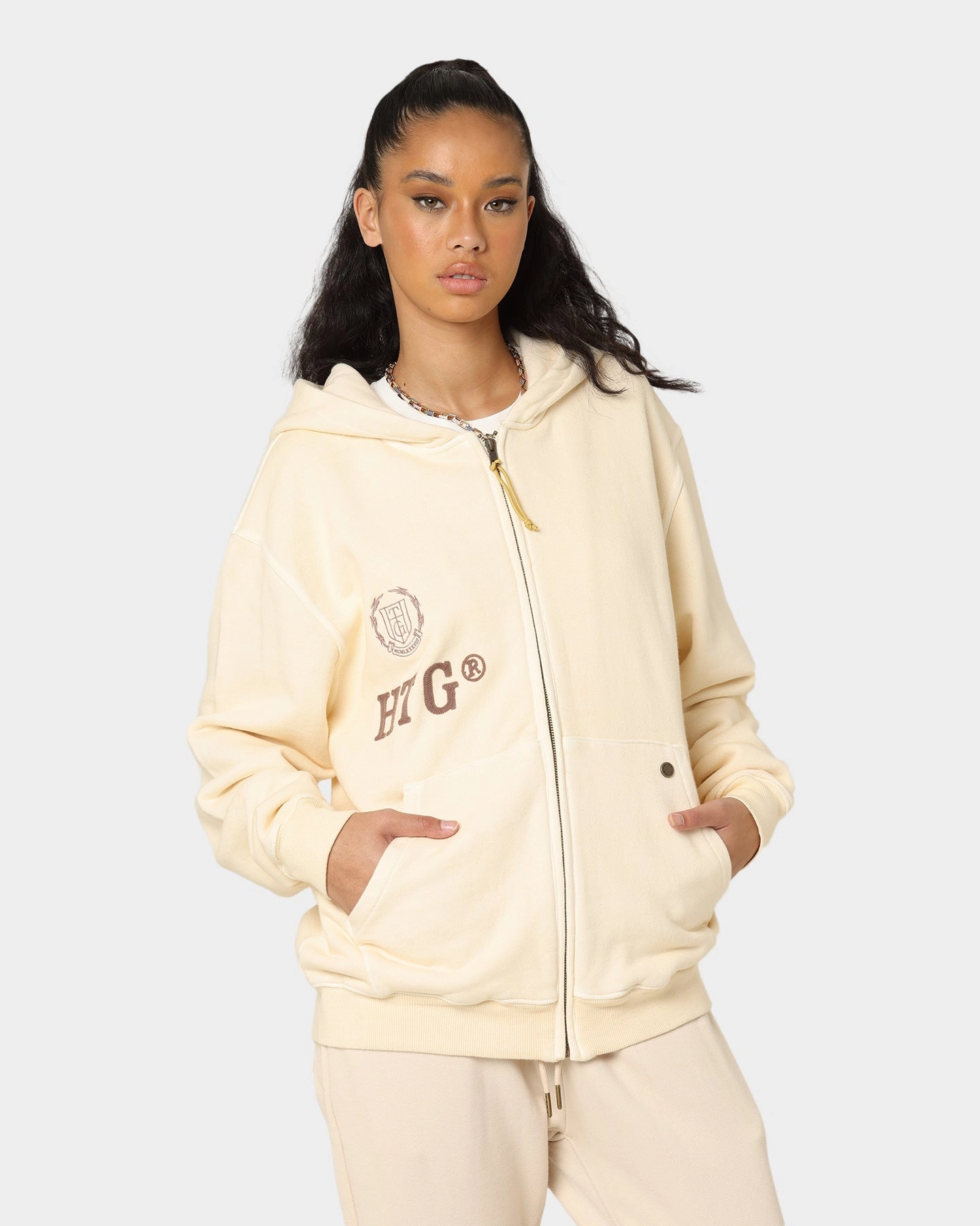 Dual Zip Functionality Honor The Gift Neighborhood Hoodie Cream