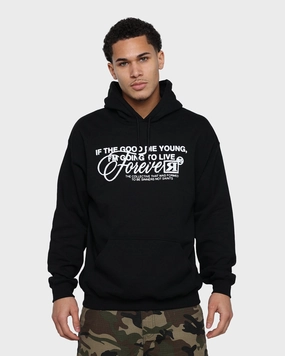 Casual Outdoor Wear Tweezers Goat Crew Live Forever Hoodie Black