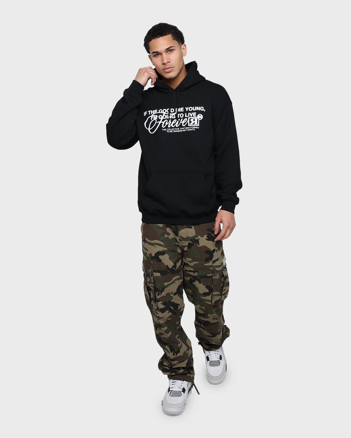 Goat Crew Live Forever Hoodie Black theater performance