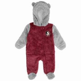 Outerstuff Infant Seminole Logo Fuzzy Teddy Sleeper - Garnet/Grey Temperature Regulating
