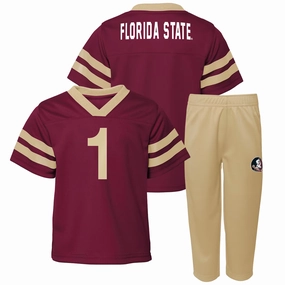 Outerstuff Kids' Florida State #1 Football Uniform Short Sleeve Top & Pant Set - Garnet/Gold Classic Comfort Style