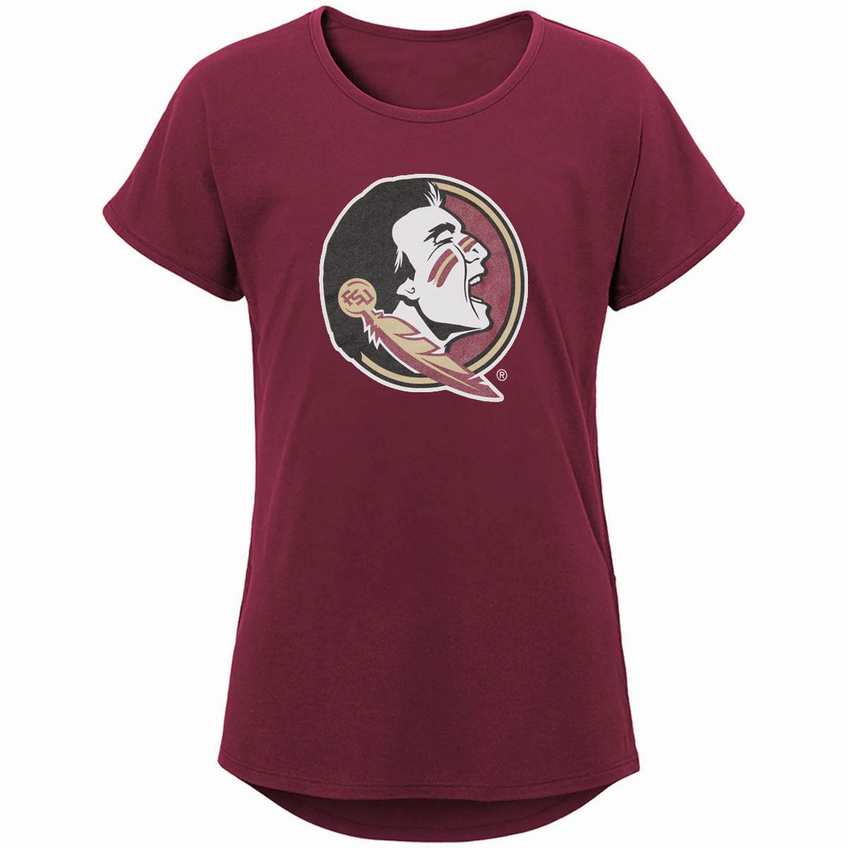 Weekend Wear Outerstuff Youth Girl's Seminole Logo Design Short Sleeve T-shirt - Garnet