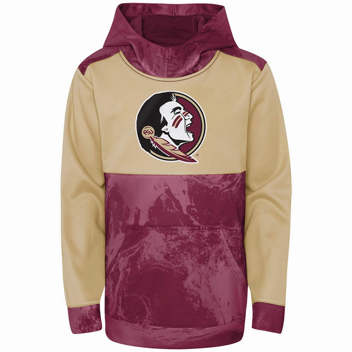 UV Protection Outerstuff Youth Seminole Logo Color Blocked Performance Hood with - Garnet/Gold