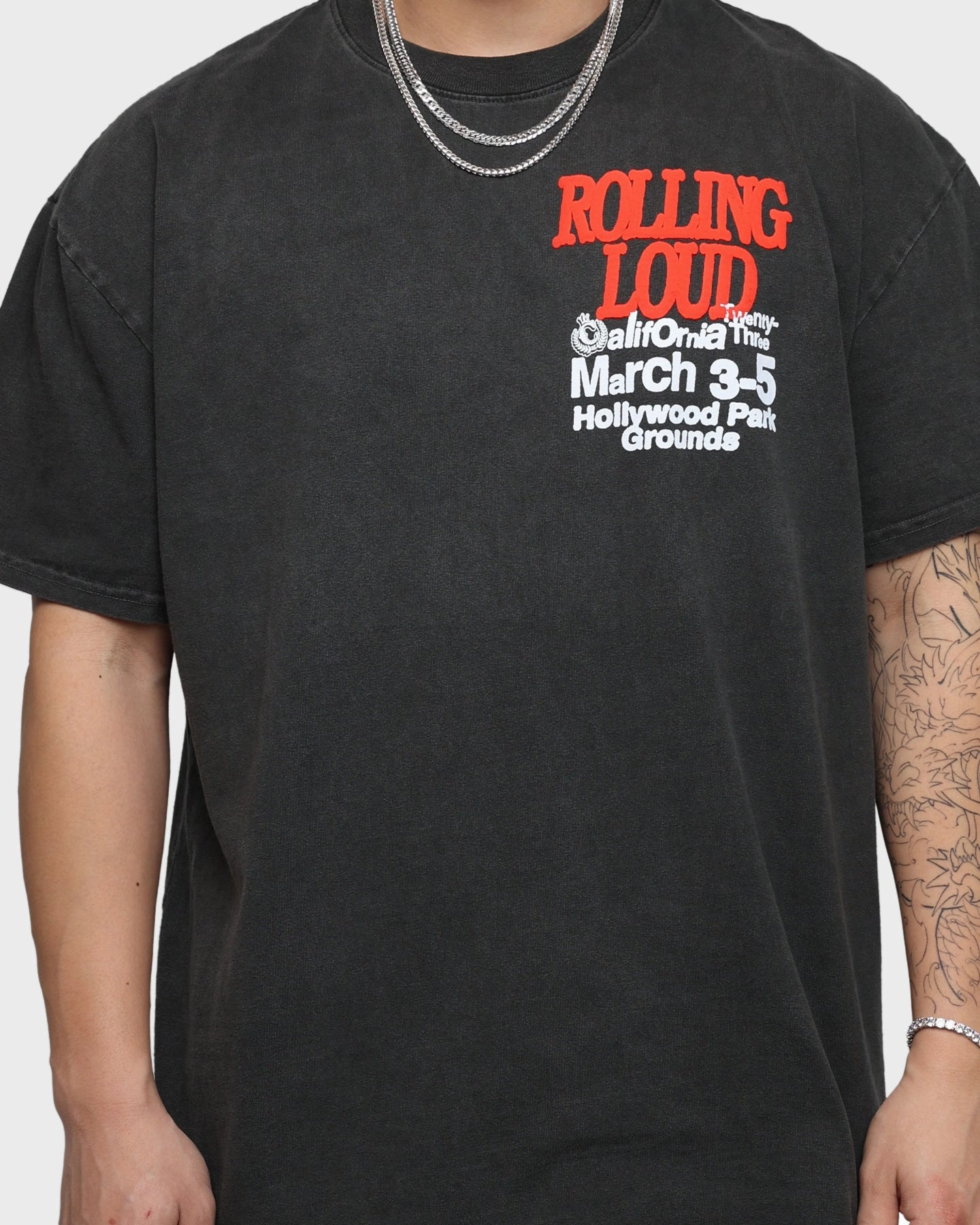 Lightweight Comfort Wear NonIrritatingTags Rolling Loud Rolling Loud Venue Vintage T-Shirt Black Wash