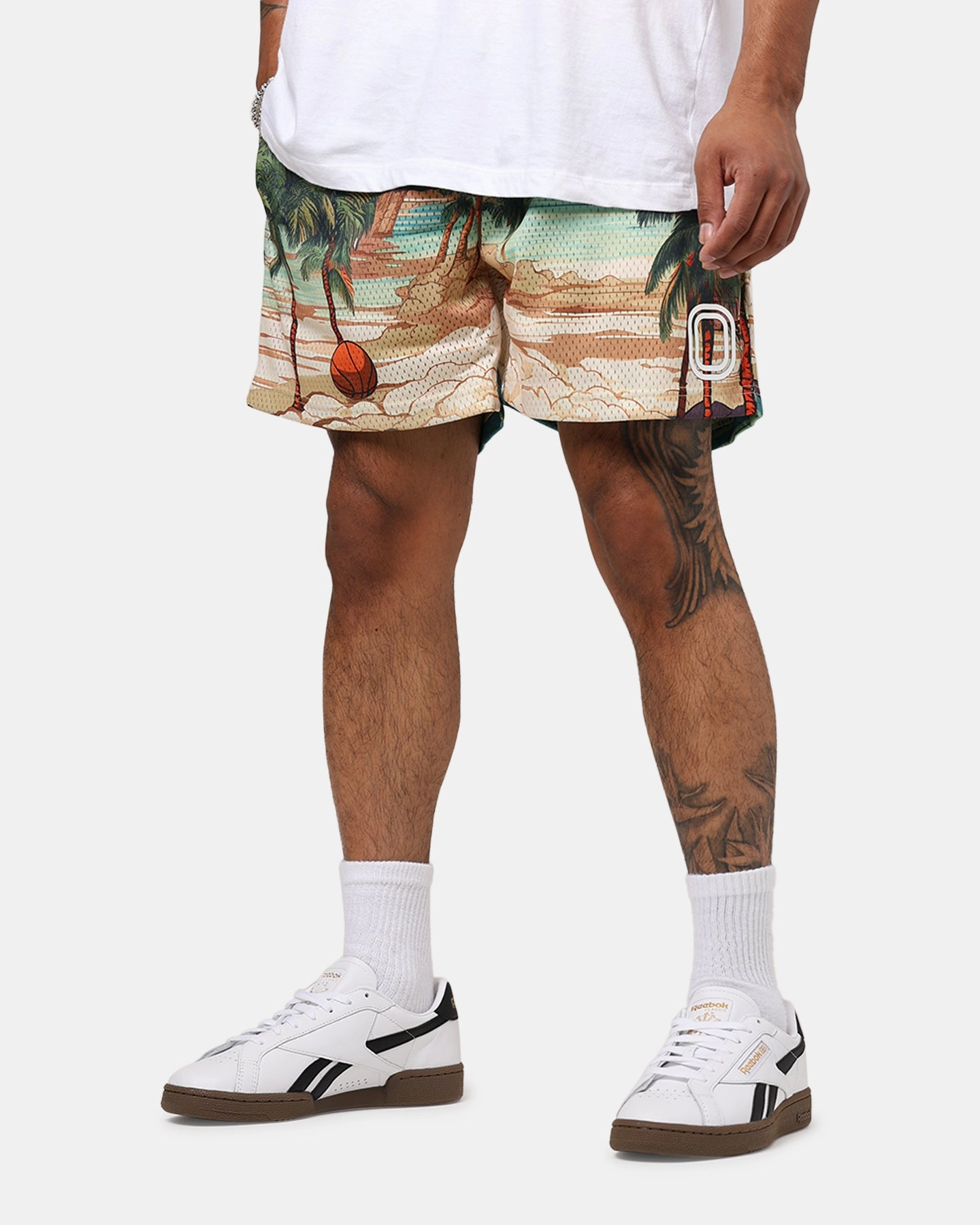 Overtime Paradise Palm Shorts Palm Print checkered pattern Tagless Design