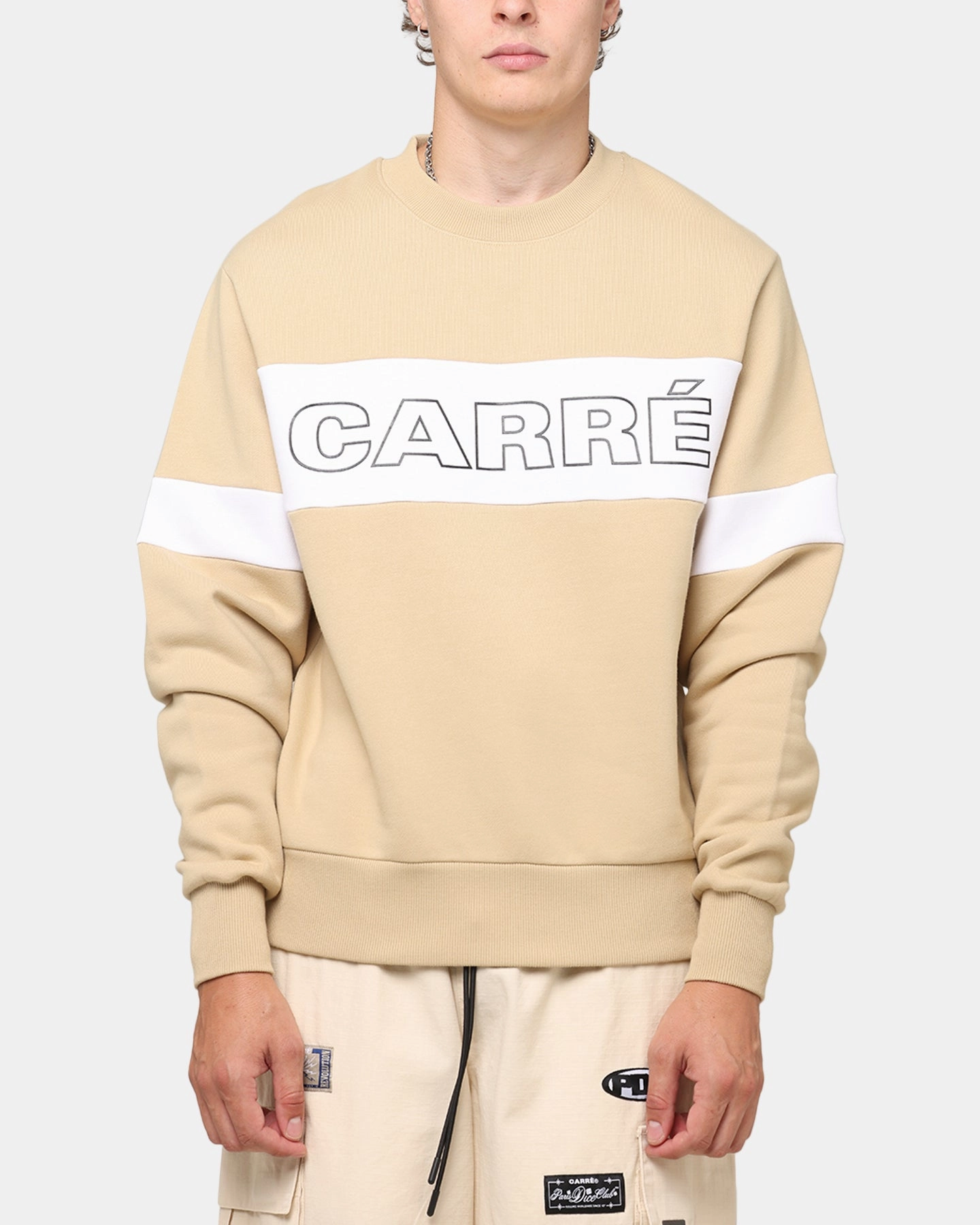 Carre Bars Crewneck Stone/White All Season Performance Weave City Chill Style