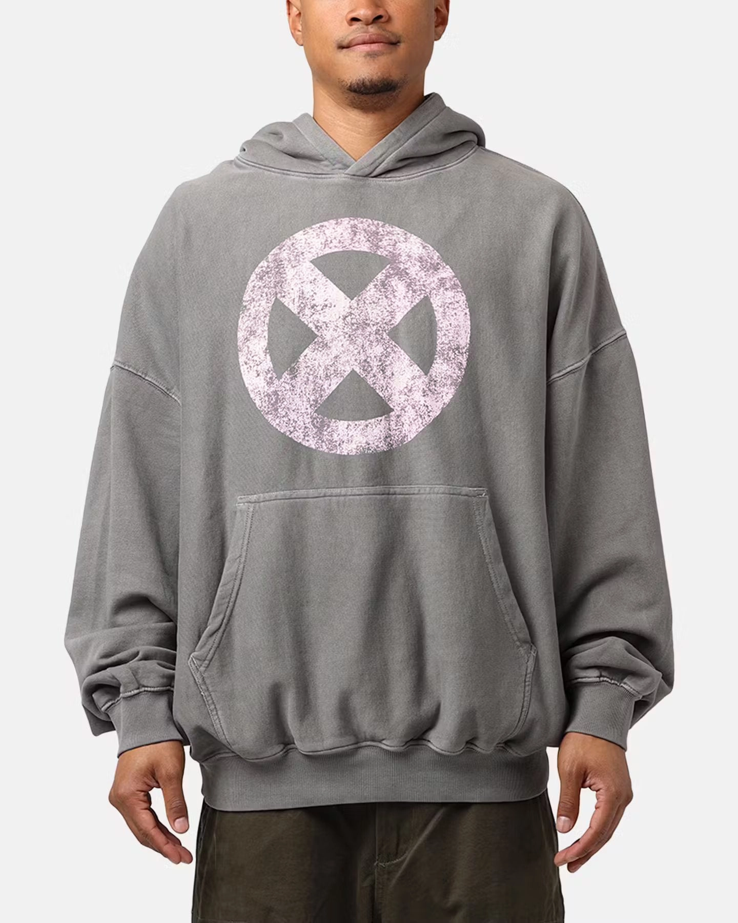 Windproof Construction Stretch Knit Fabric Marvel X-Men The X-Men Premium Hoodie Washed Charcoal