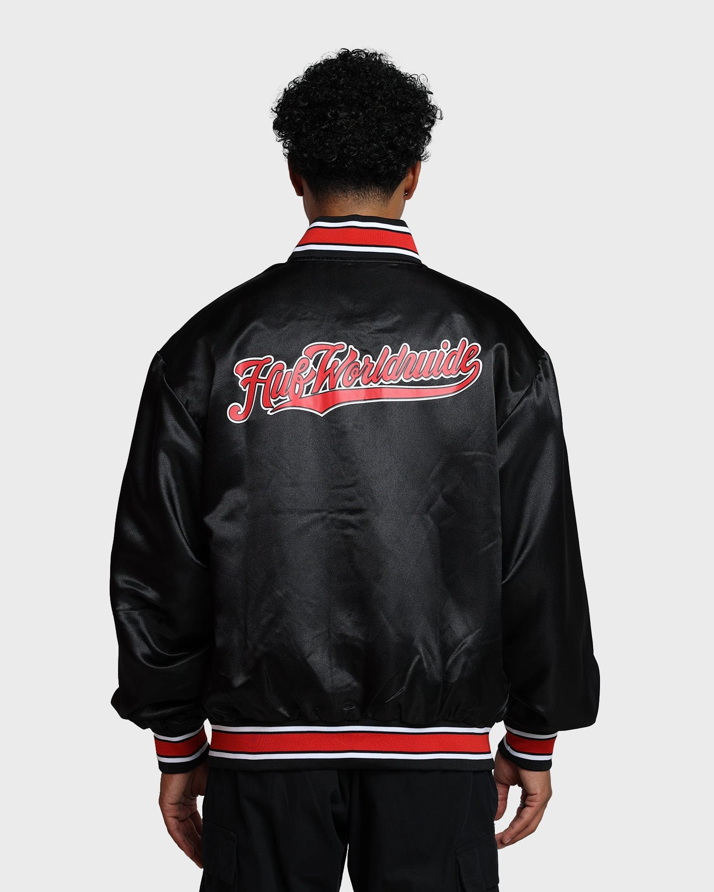 rainy UltraThinLayer HUF Crackerjack Satin Baseball Jacket Black