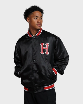 HUF Crackerjack Satin Baseball Jacket Black casual outing Non Bulky Design
