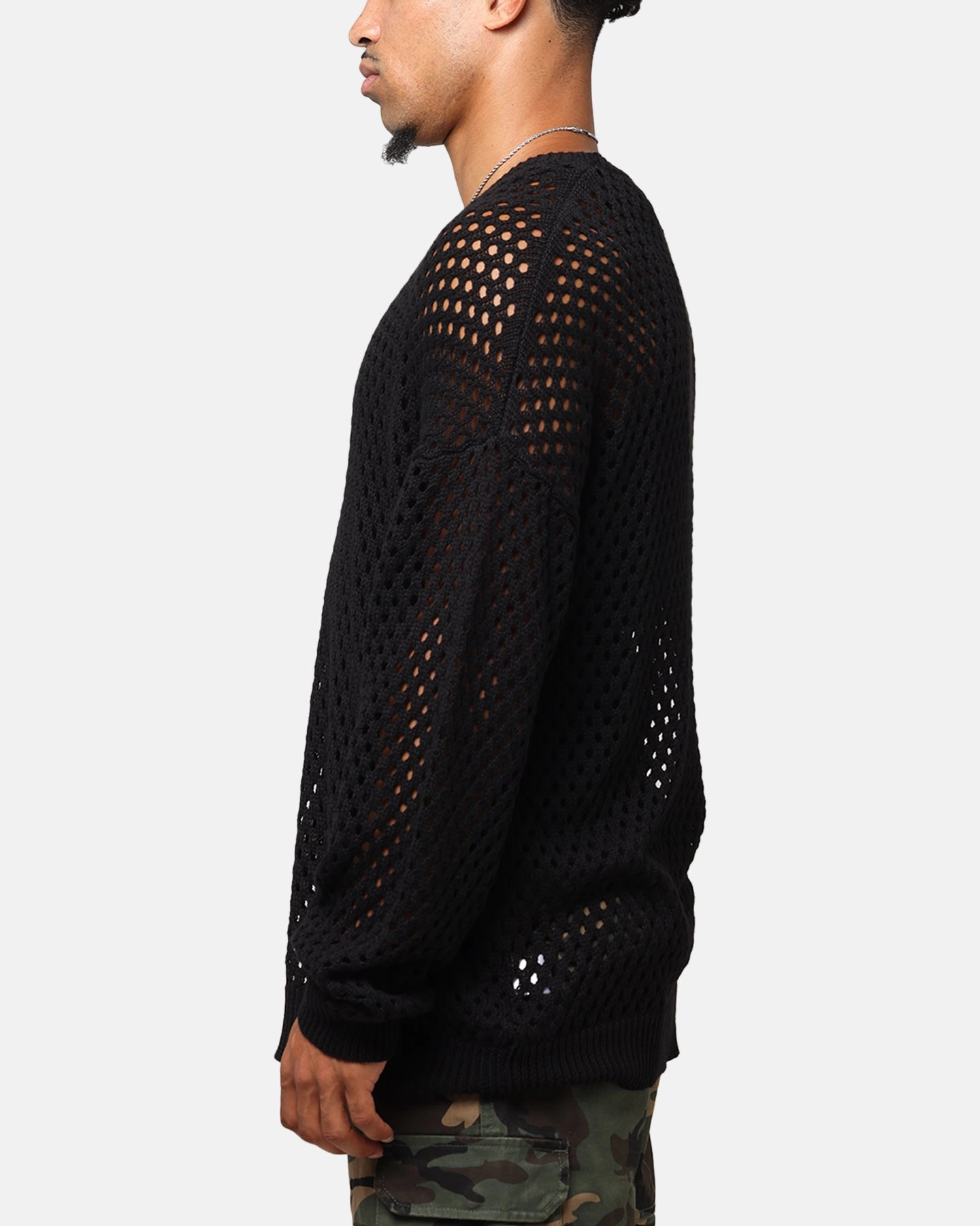 XXIII Open Knit Sweater Black Fashion Forward Recycled Material