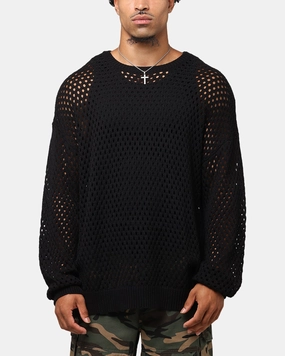 XXIII Open Knit Sweater Black Zipper Closure High Tensile Reinforcement