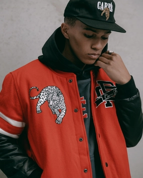 Flexible Shield Odor Control Fabric Carre Leo Varsity Jacket Red