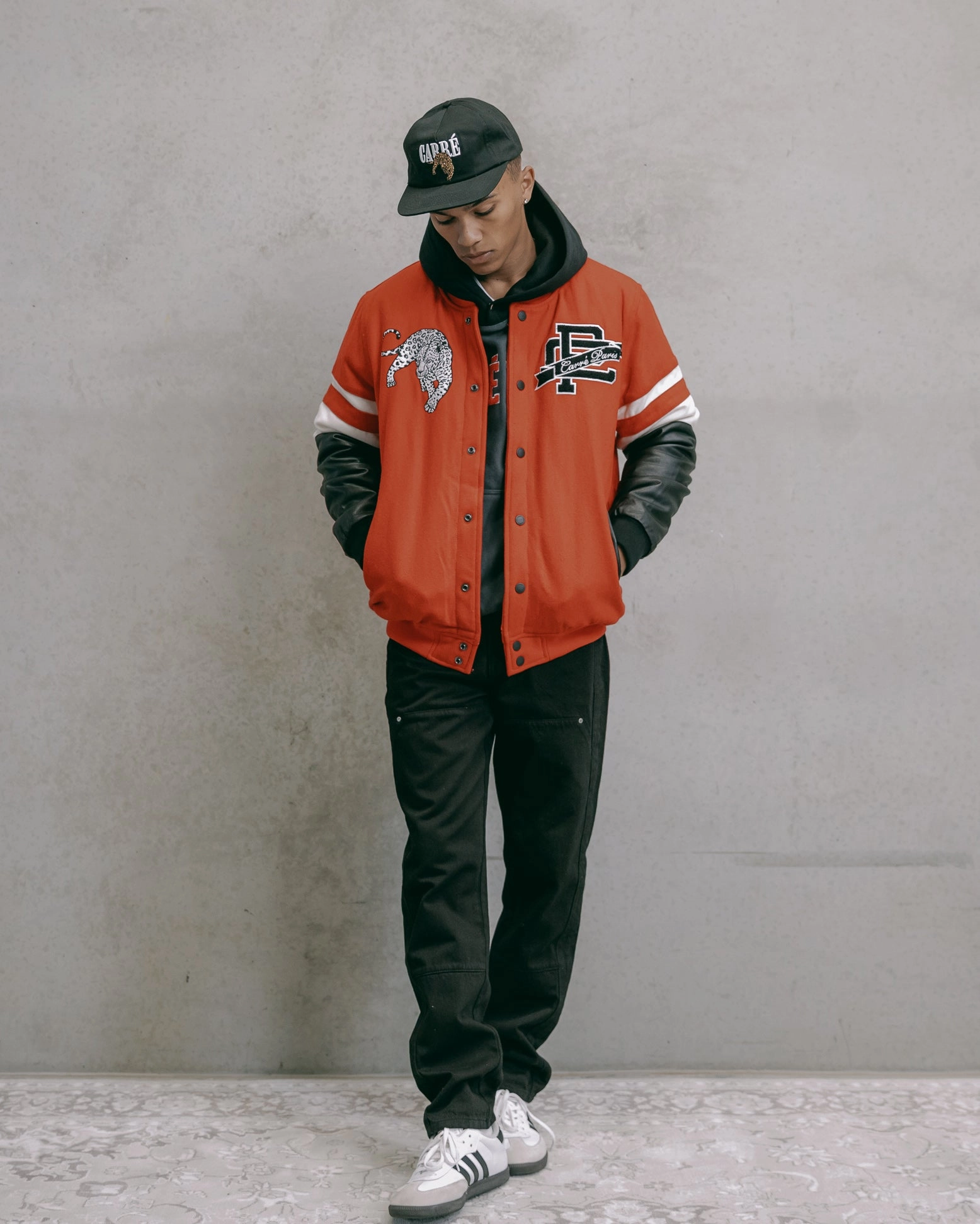 Carre Leo Varsity Jacket Red Classic Fit suitable for e commerce