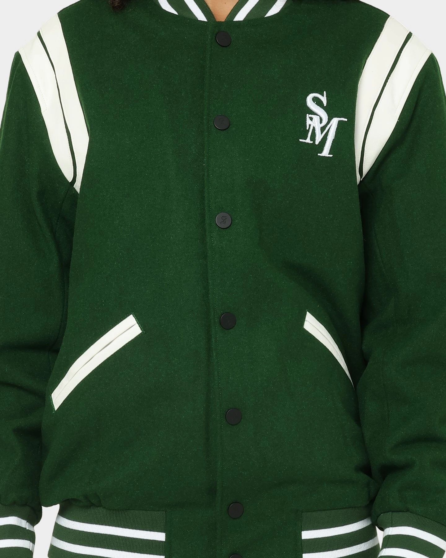 Saint Morta Alpha Varsity Jacket Green/White size - inclusive campfire