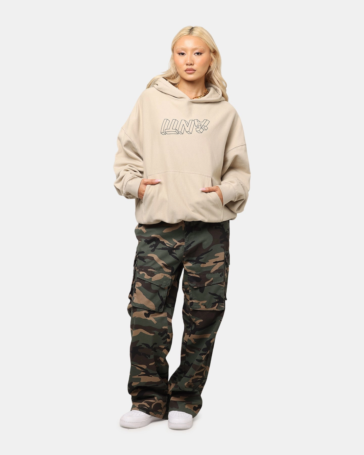 The Anti Order Dimension Boxy Hoodie Stone Stretchable