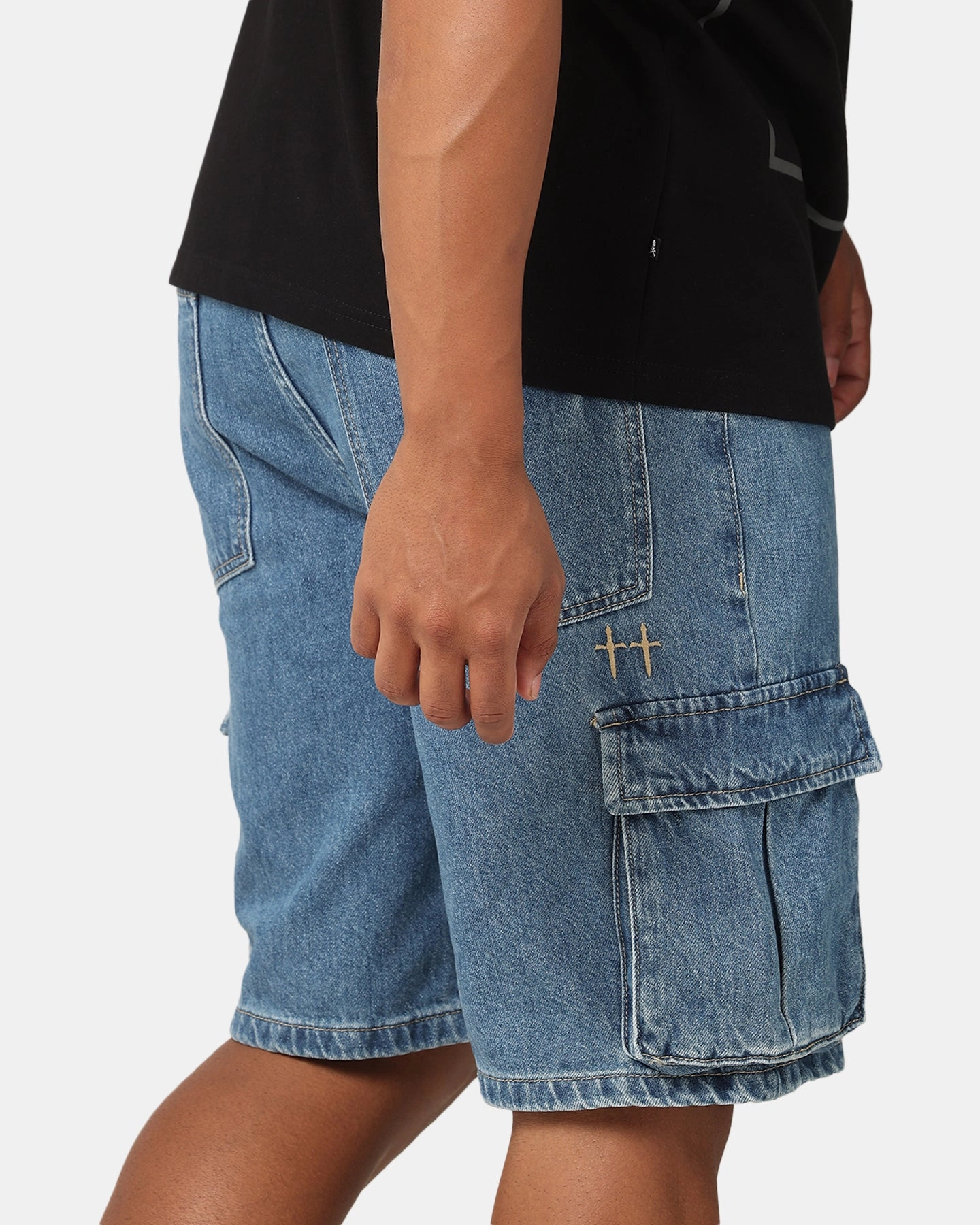 yoga clothes Parka Saint Morta Denim Cargo Shorts Mid Blue Denim