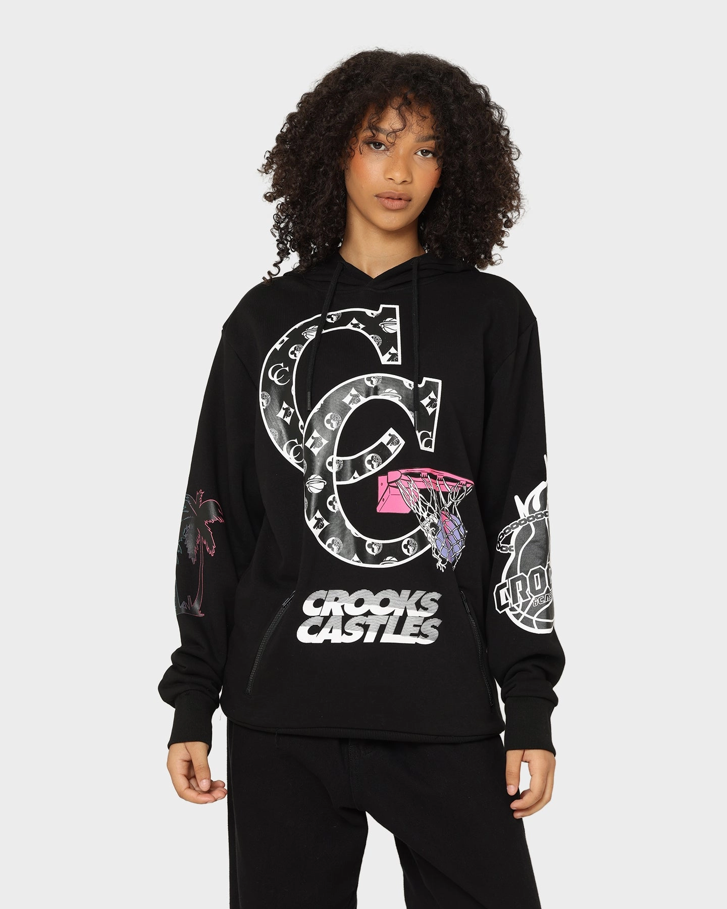 chest pockets Crooks & Castles Miami Sportek Hoodie Black