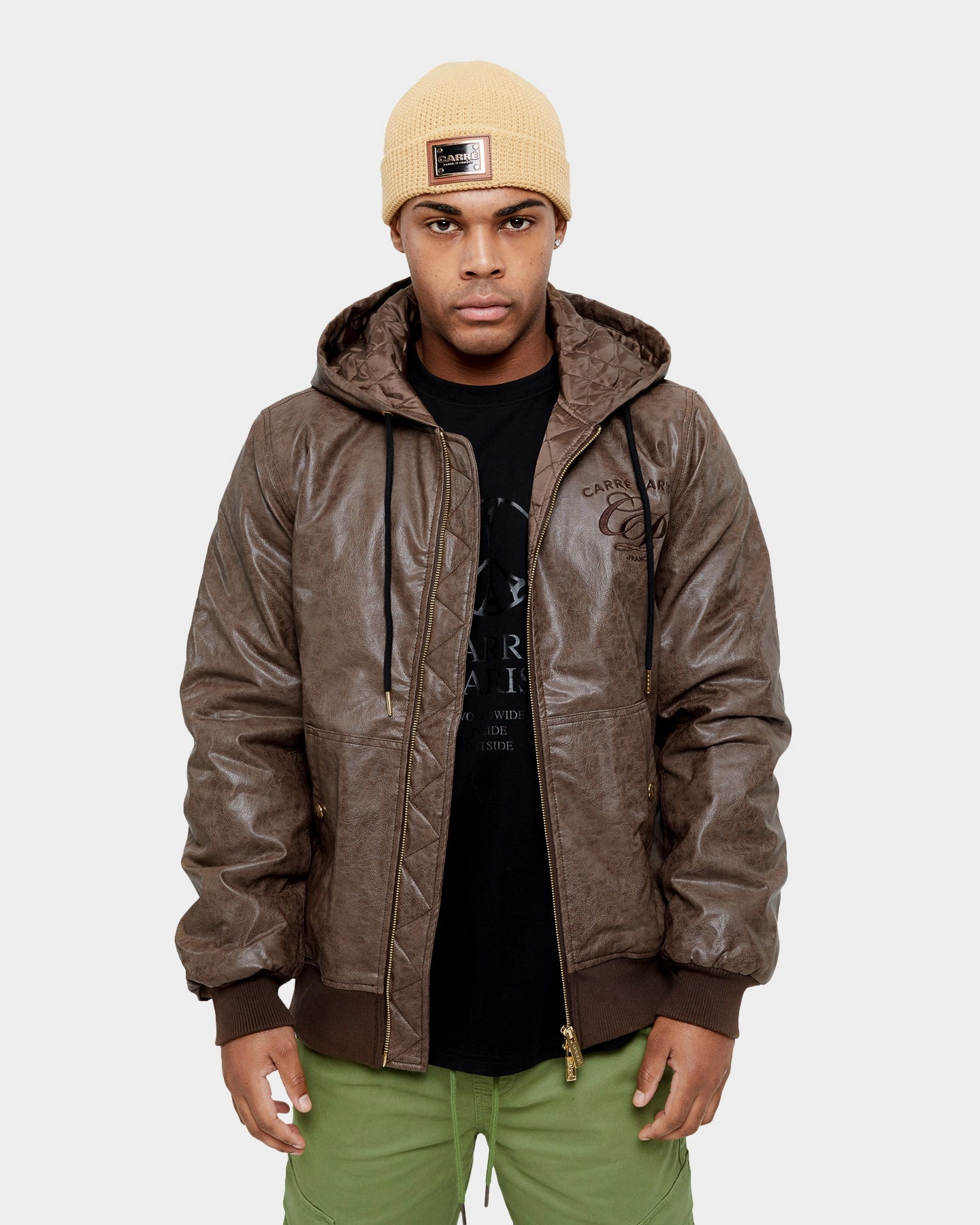 Carr?? Revolutionnaires PU Jacket Dark Brown Bonded Zippers