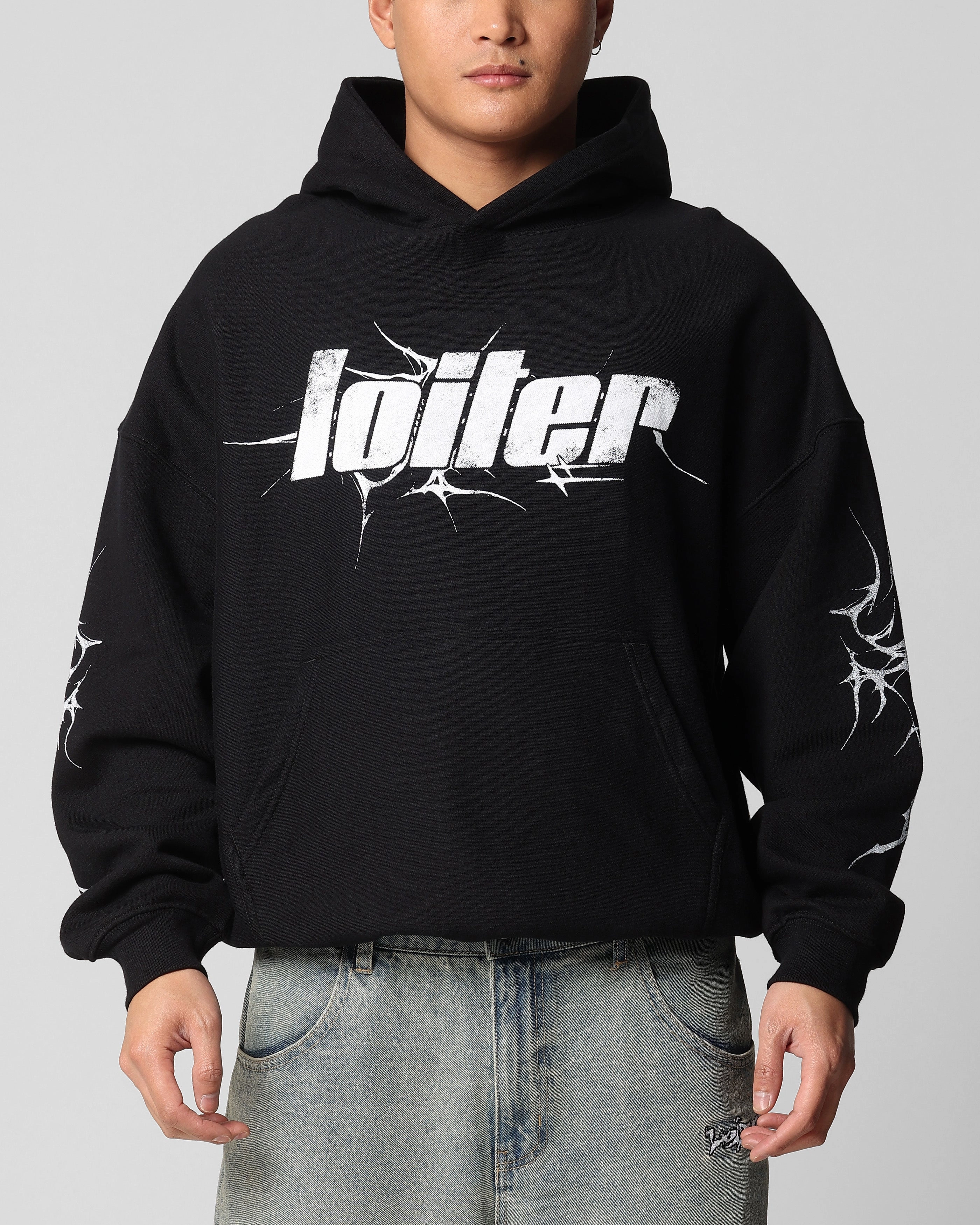 Loiter Neo Hoodie Black Shaving-cream Emblem