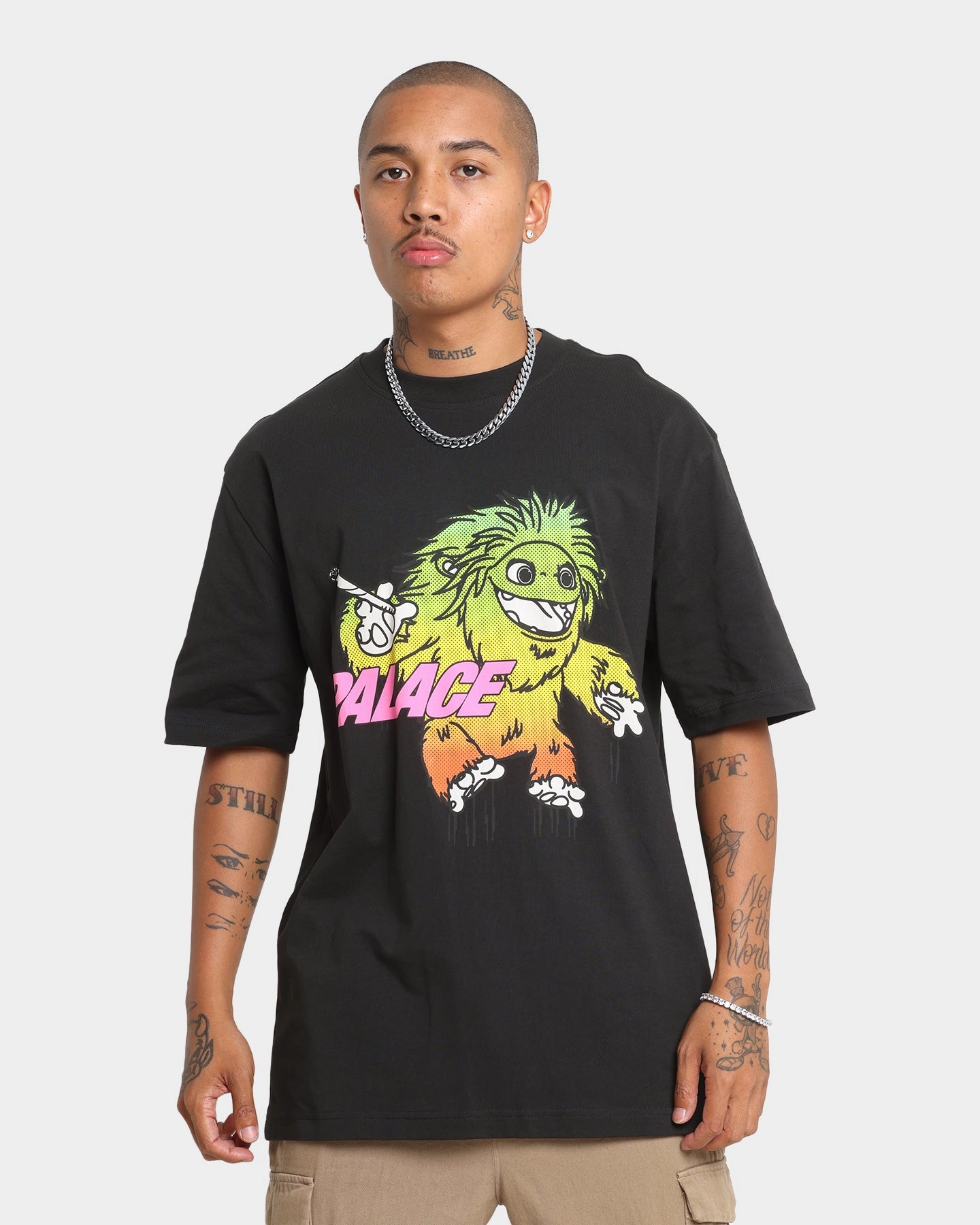 Durable Knit Structure Seasonal Must-Have Palace Large Up T-Shirt Black