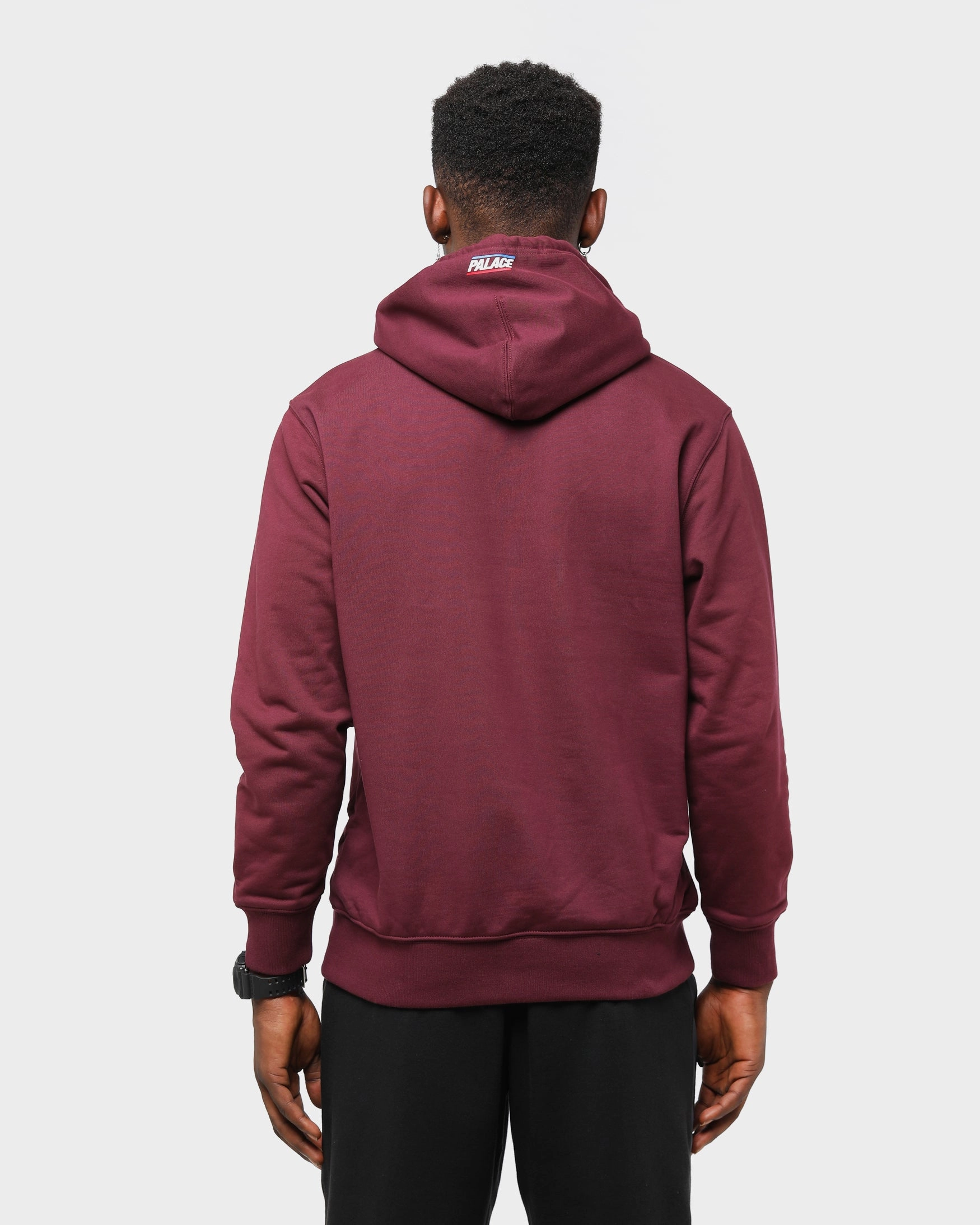 Palace Men's Basically A Hoodie Burgundy File Quilted Construction