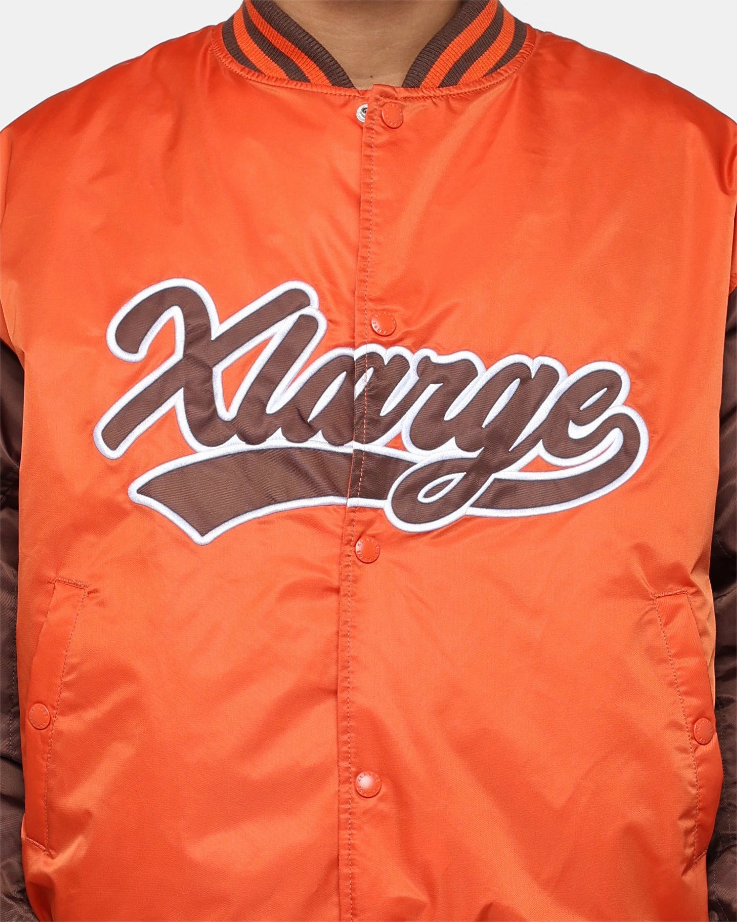 X-Large Baseball Logo Varsity Jacket Orange Help