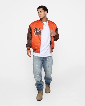 X-Large Baseball Logo Varsity Jacket Orange Anti Slip Shoulder Pads