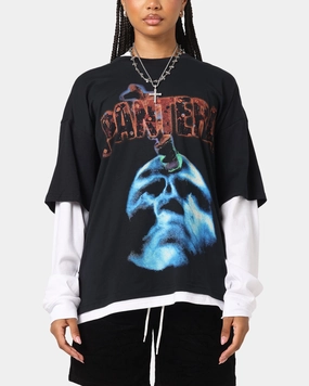Pantera Pantera Layered Long Sleeve T-Shirt Black Wash spandex blend Fit For Movement