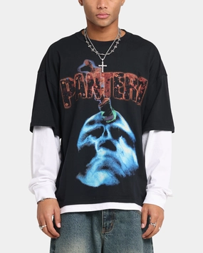 elastic waistband Pantera Pantera Layered Long Sleeve T-Shirt Black Wash
