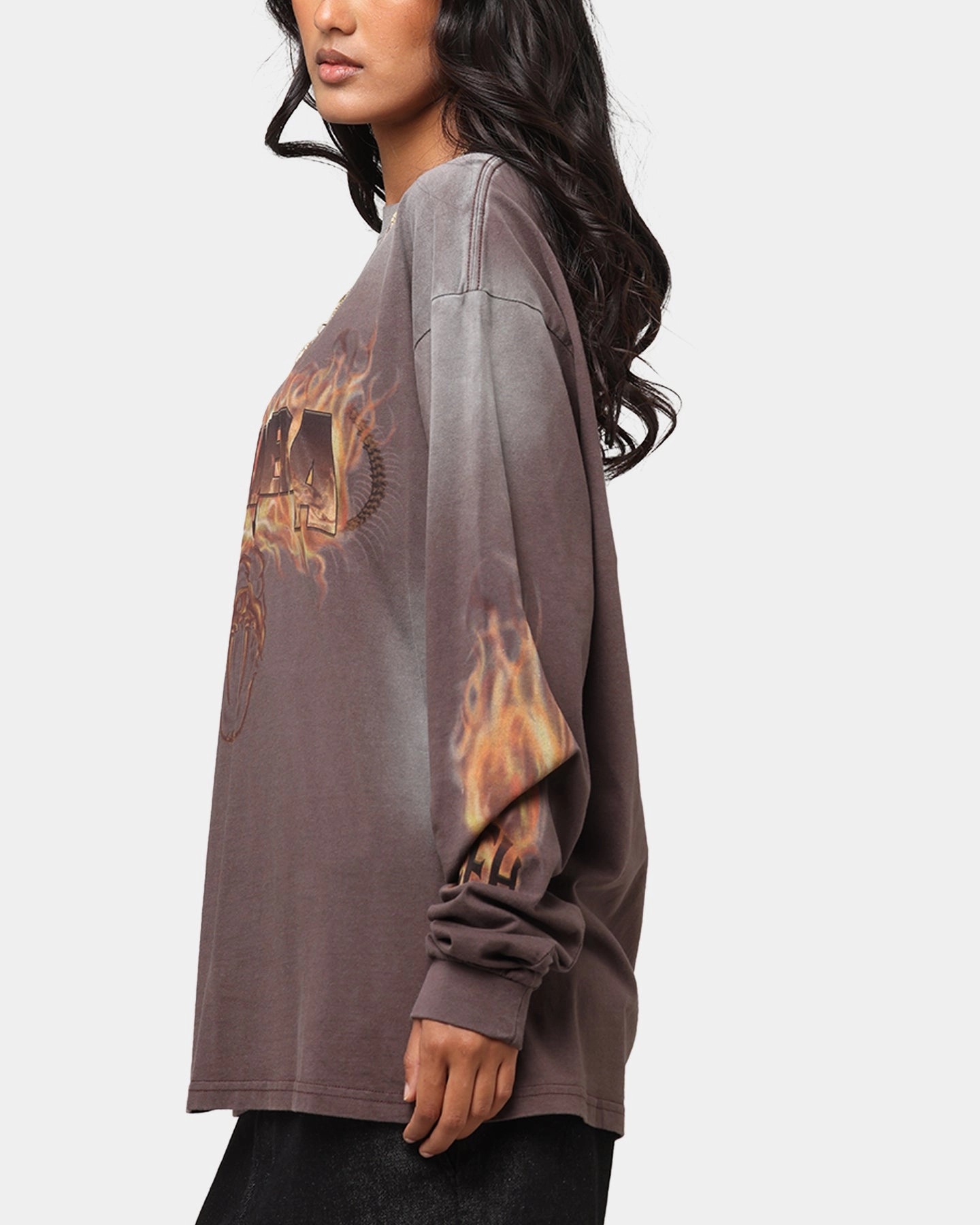 Pantera Pantera Vintage Long Sleeve T-Shirt Dark Brown Reinforced Neckline