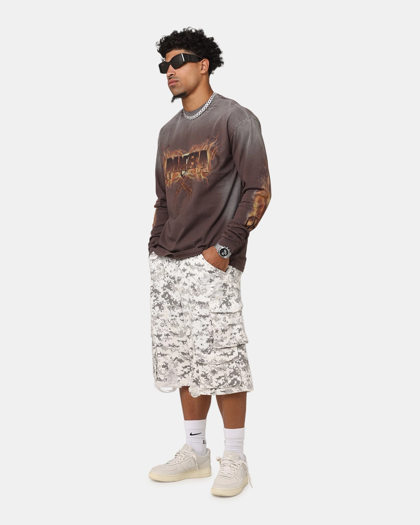 Pantera Pantera Vintage Long Sleeve T-Shirt Dark Brown Dimensional Stability Weave Modern Wear