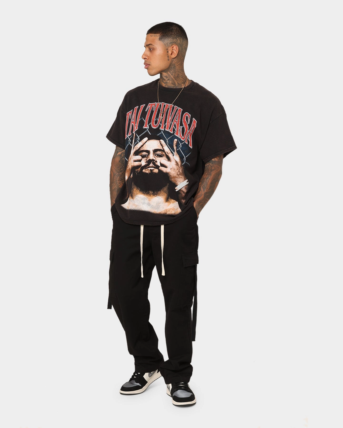 Goat Crew X Tai Tuivasa FTA Vintage T-Shirt Washed Black Everyday Outfit Stylish and Easygoing