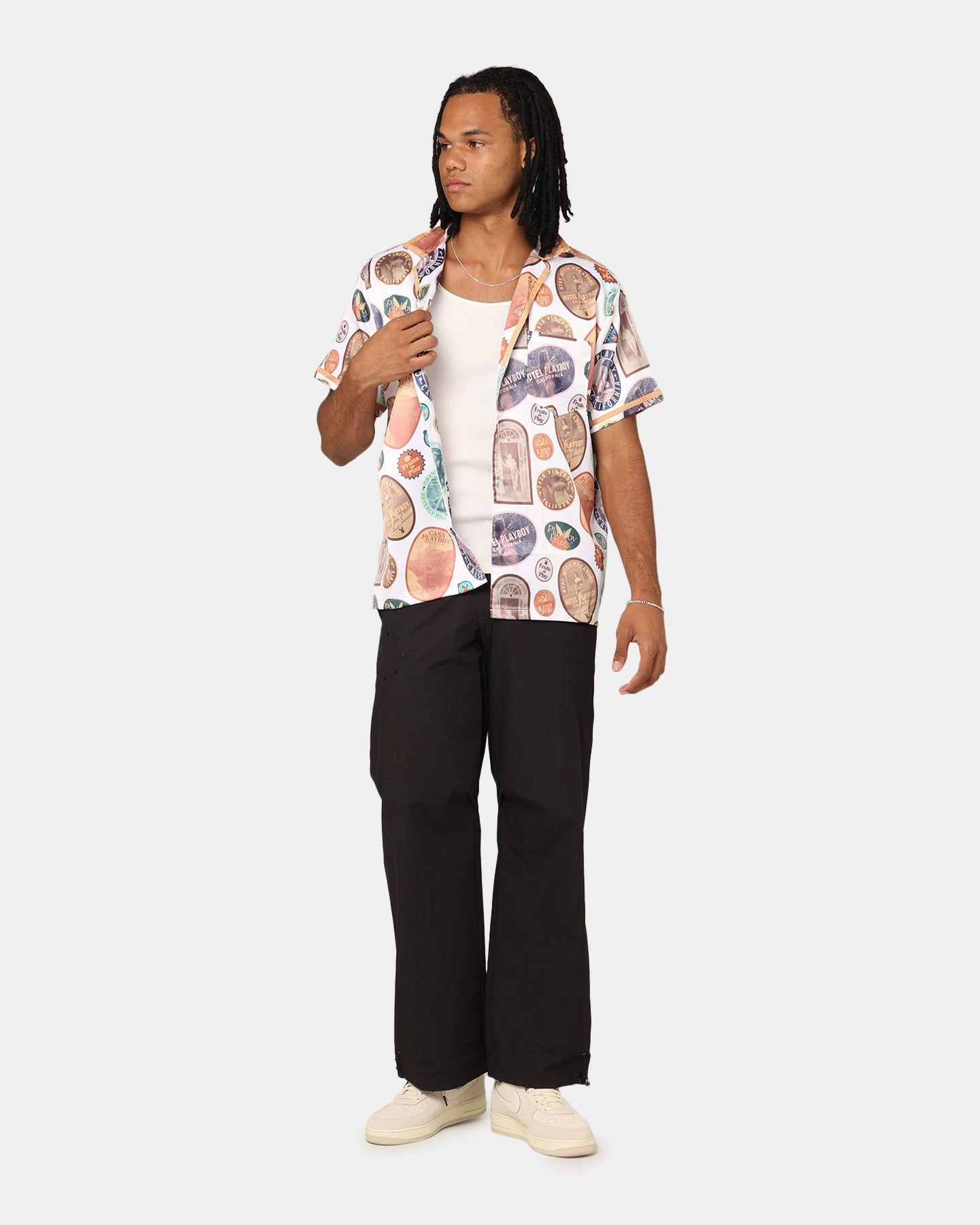 Hooded Neckline All day wearability Playboy Playcation Shirt White