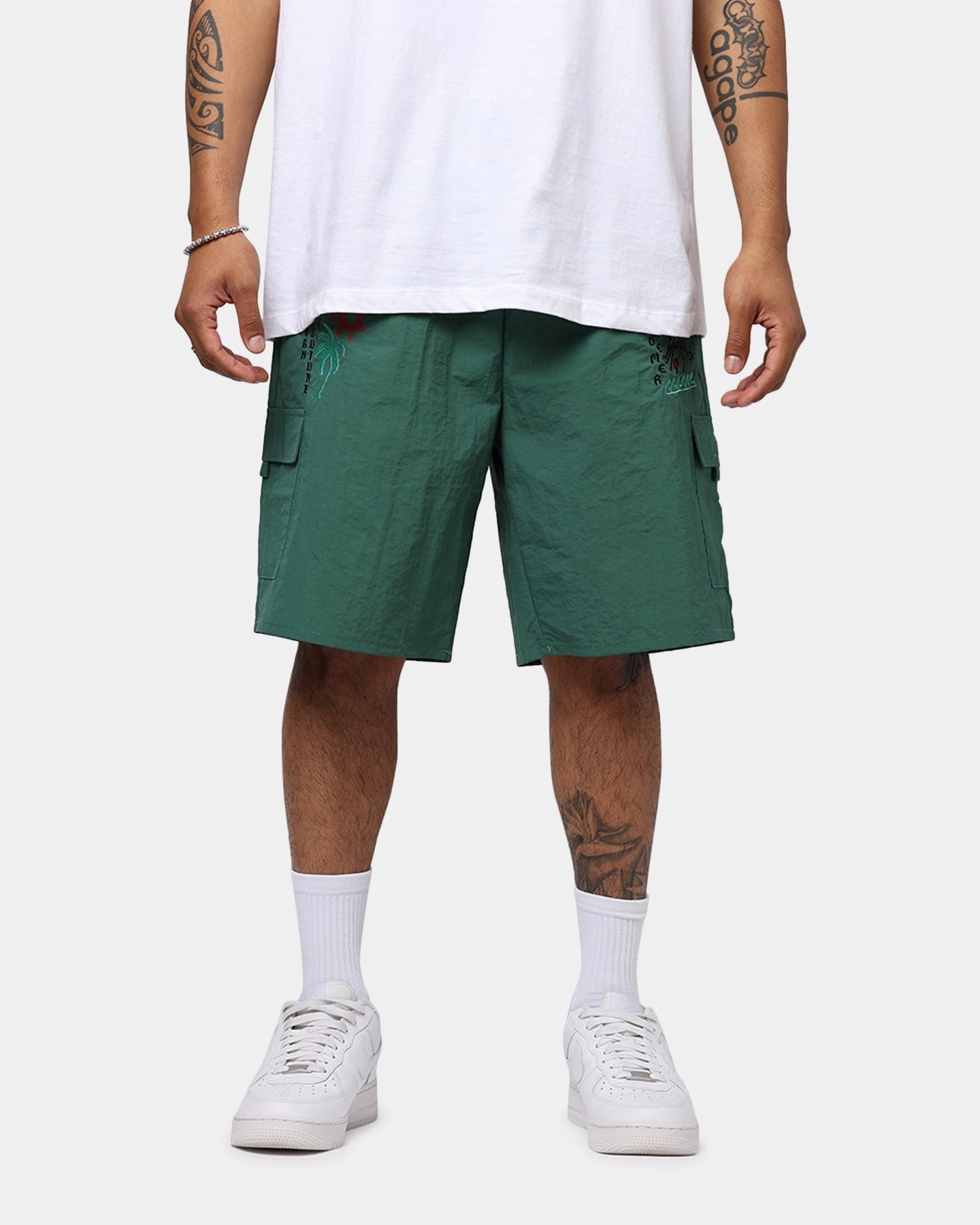 Pas De Mer Postcard Shorts Army Green personalized option