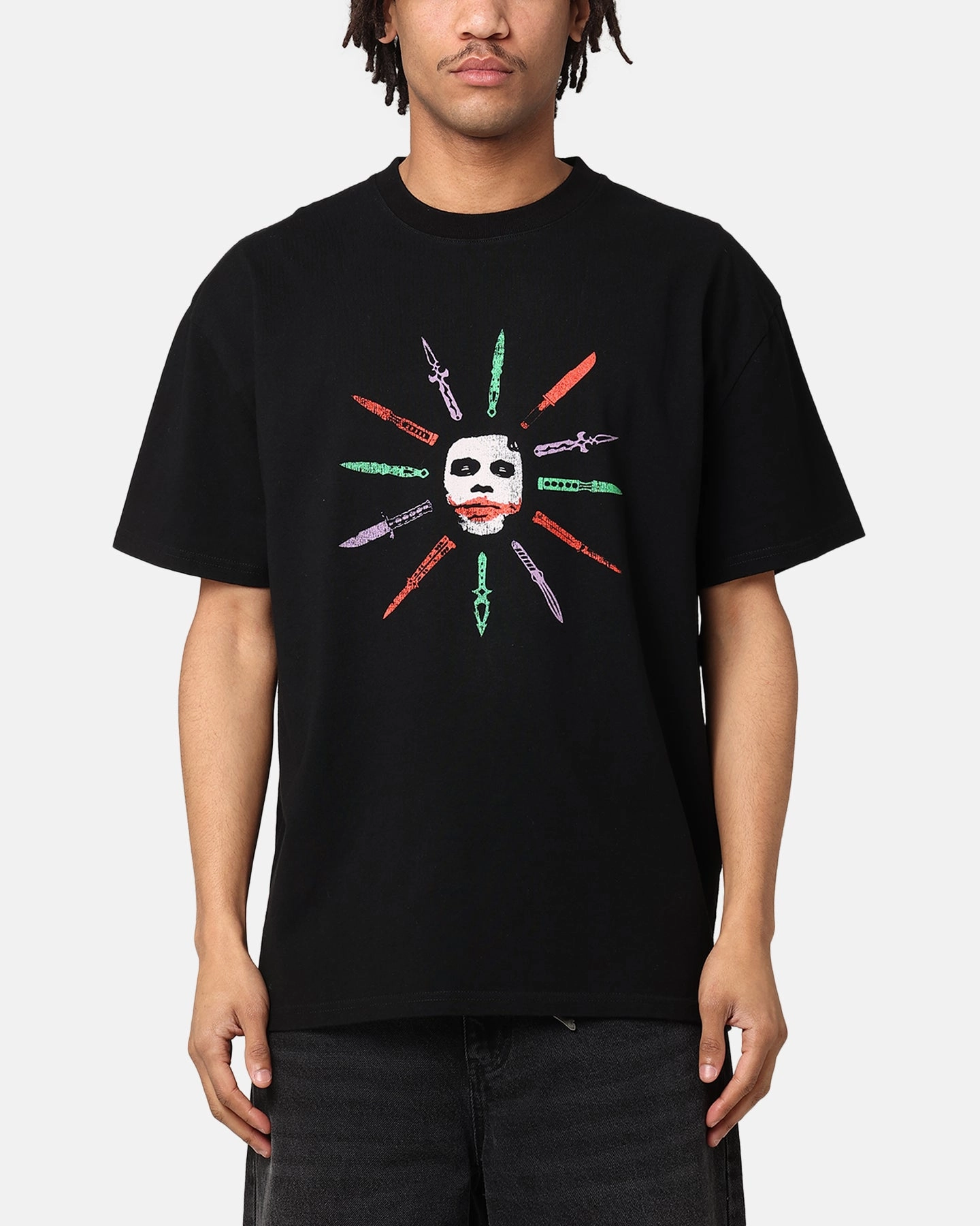 American Thrift X DC Batman The Joker Scars Heavy T-Shirt Black Layering Options