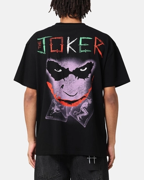 Curved Hem RibbedNeckBanding American Thrift X DC Batman The Joker Scars Heavy T-Shirt Black