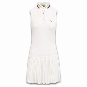 Beaded-Sleeve Chervo Jusy Golf Dress White/Blue - SS22 Women