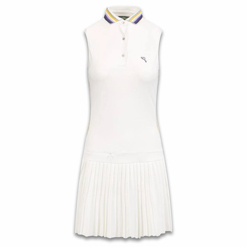 Beaded-Sleeve Chervo Jusy Golf Dress White/Blue - SS22 Women