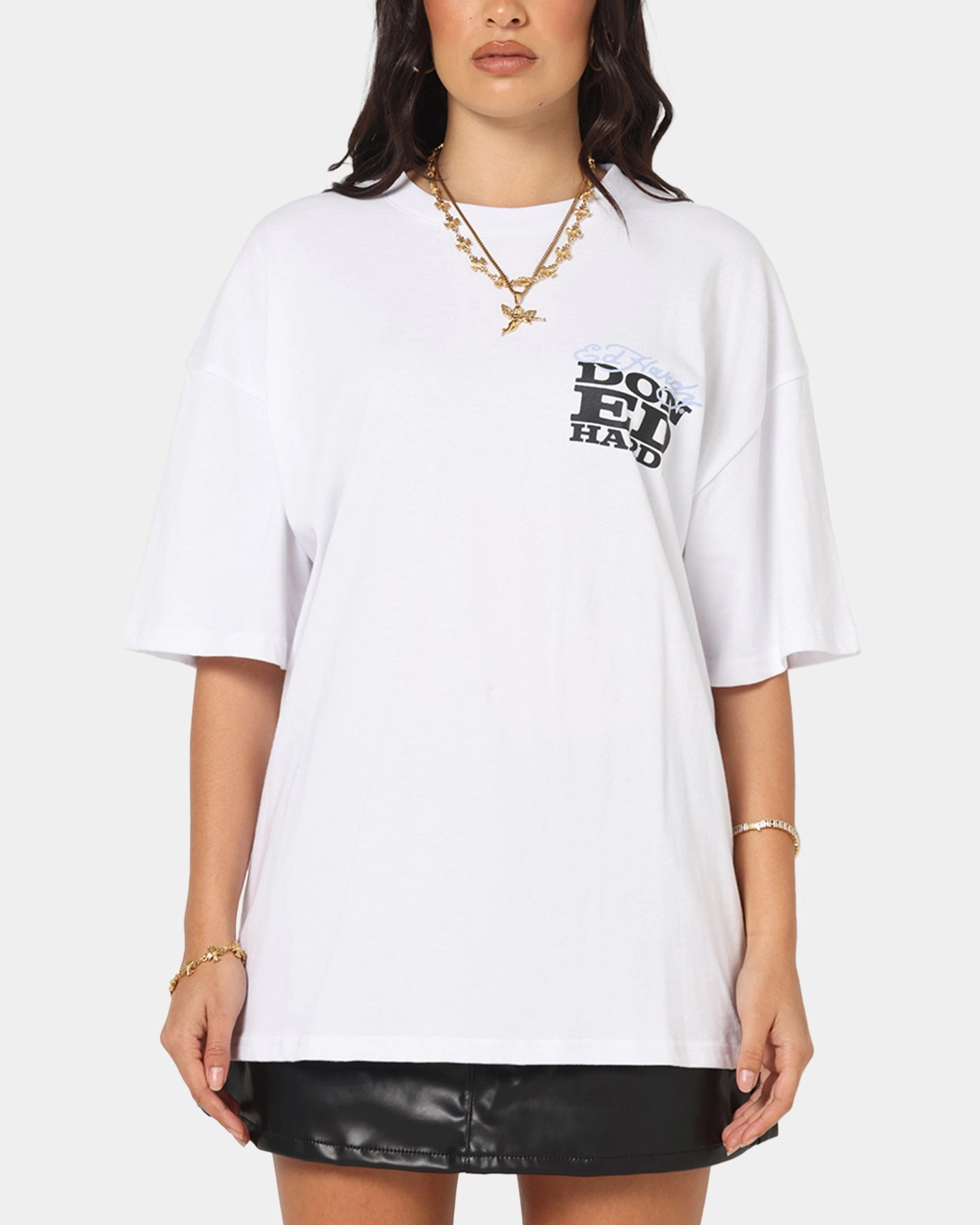 Striped modernity Tagless Comfort Ed Hardy Death & Bloom T-Shirt White