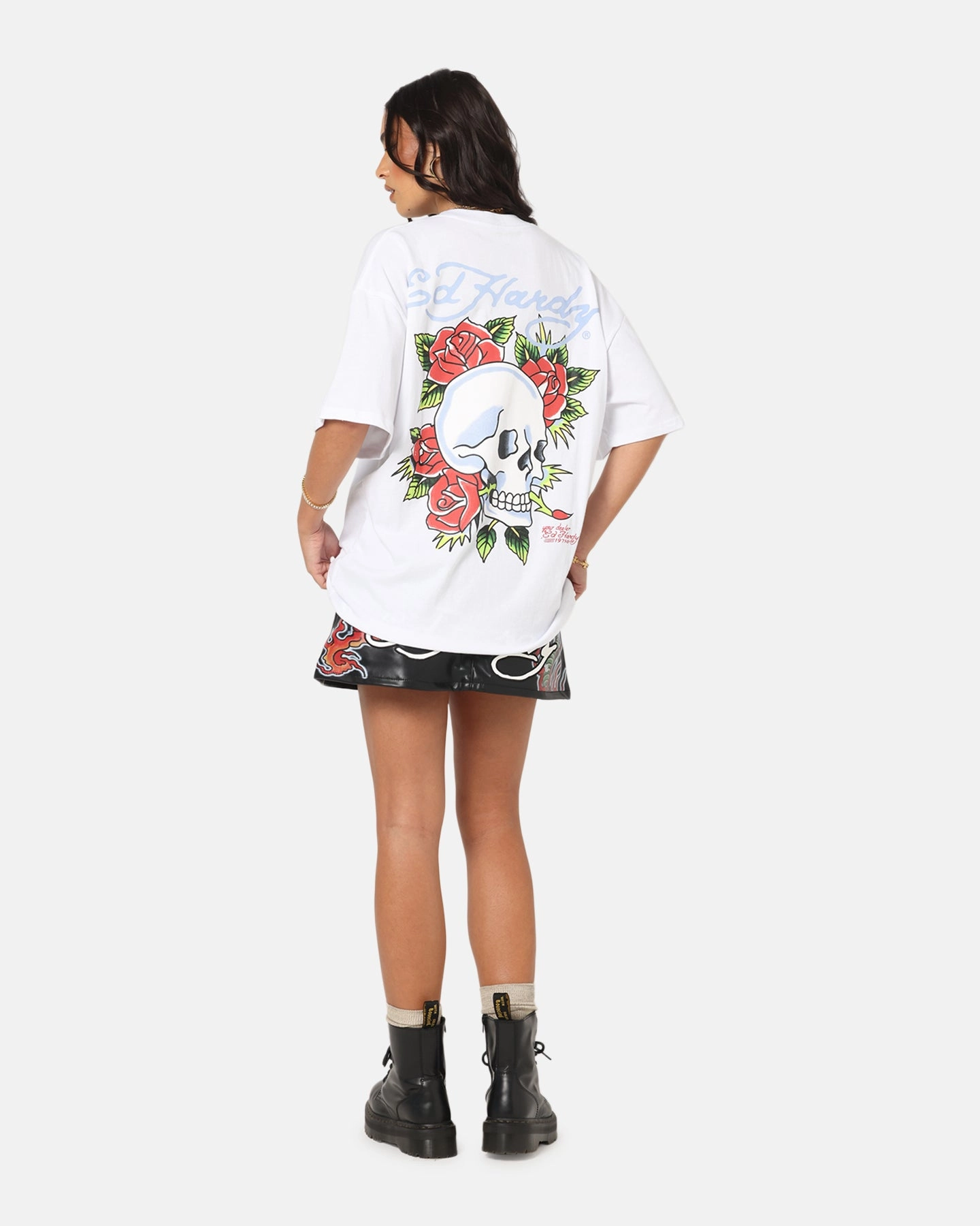 Ed Hardy Death & Bloom T-Shirt White Flattering Shape
