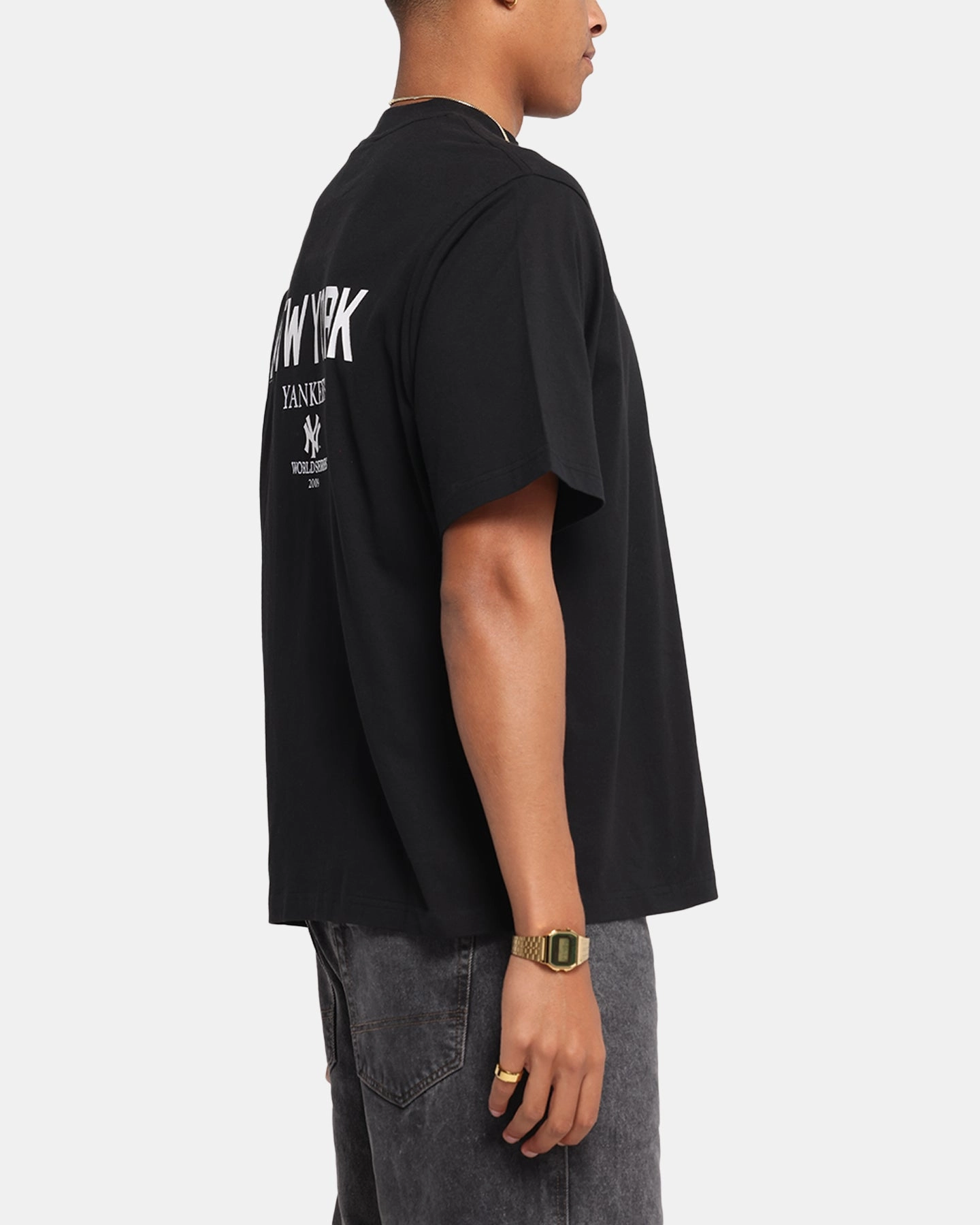Casual layering piece Lightweight Feel Majestic Athletic New York Yankees Script Boxy T-Shirt Black
