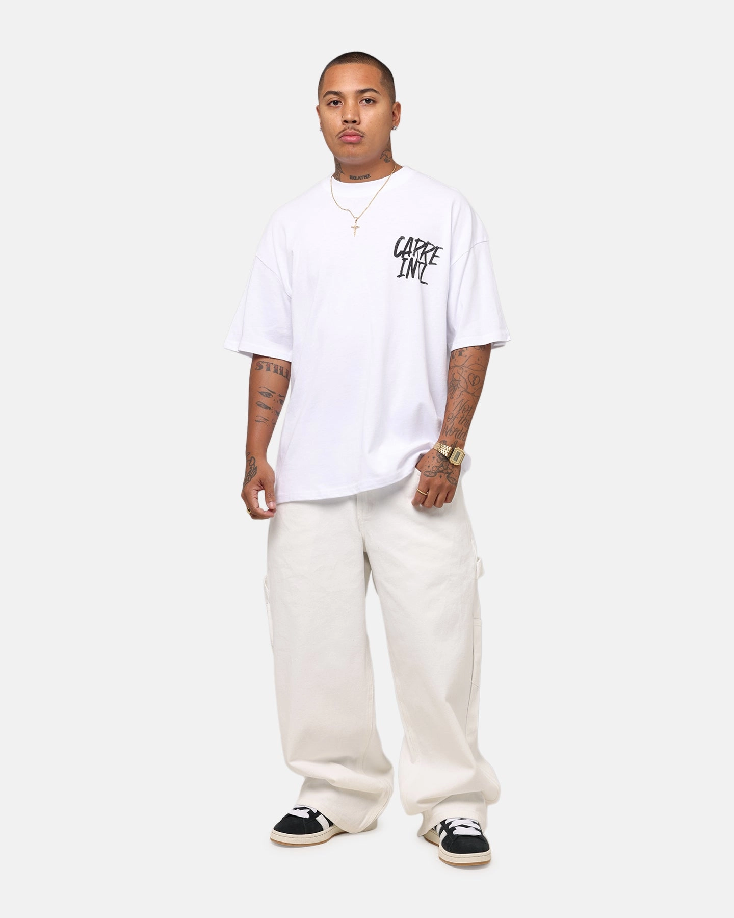 Carre Intl Drop Shoulder T-Shirt White Quick Wear